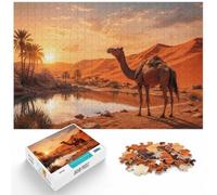 1000 Piece Jigsaw Puzzle for Adults, Camel in Desert Oasis Reflection | For festive leisure at home, this 1000-piece jigsaw puzzle for adults offers 1000 pieces for the Christmas break.