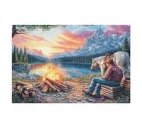 1000 Piece Jigsaw Puzzle for Adults Campfire Forest 1000 PCS 75x50cm Universal Puzzle for All Occasions Home Decor Family Fun Stress Relief All in One Gift