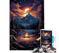 1000 Piece Jigsaw Puzzle for Adults Campfire Under The Stars Educational Challenge Hand Speed Race Brain Teaser Game for And from 14 Years And over (38x26cm)