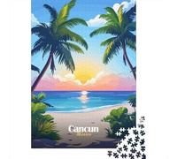 1000 Piece Jigsaw Puzzle for Adults, Cancun Sunset Beach, 52x38cm/1000pcs, Indoor Puzzle Activity, Focused Screen-Free Time And Time at Home
