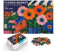 1000 Piece Jigsaw Puzzle for Adults, Cape Town Flower Market Travel Poster | For a Christmas gift idea for puzzle fans: 1000-piece jigsaw puzzle for adults offers 1000 pieces for the Christmas break.
