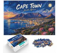 1000 Piece Jigsaw Puzzle for Adults, Cape Town South Africa Nightscape | For puzzle lovers on Christmas morning, this adult jigsaw puzzle with 1000 pieces fits long December evenings.
