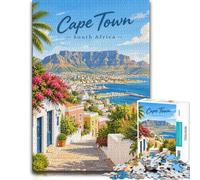 1000 Piece Jigsaw Puzzle for Adults, Cape Town South Africa Travel Poster | For winter weekends, this adult jigsaw puzzle with 1000 pieces works as both a festive gift and an indoor activity.