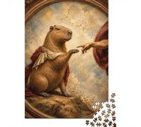 1000-Piece Jigsaw Puzzle for Adults, Capybara And God's Hand, 52x38cm/1000pcs, Winter Indoor Activity, Quiet Evening Leisure And Time at Home