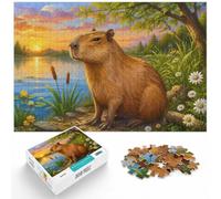 1000 Piece Jigsaw Puzzle for Adults, Capybara by the Lake at Sunset | For quiet Christmas days: Adult jigsaw puzzle with 1000 pieces fits long December evenings.