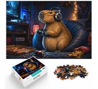 1000 Piece Jigsaw Puzzle for Adults, Capybara Gamer with Headphones | For a festive gift with screen-free appeal: 1000-piece jigsaw puzzle for adults offers 1000 pieces for the Christmas break.