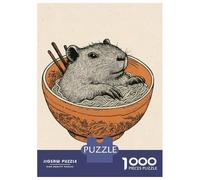 1000 Piece Jigsaw Puzzle for Adults Capybara in Ramen Bowl Illustration Jigsaw Toy Wall Decor Difficult Hard Unique Gifts for Birthday And Christmas 38x26cm/1000pcs