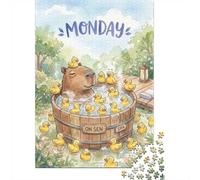 1000 Piece Jigsaw Puzzle for Adults, Capybara Relaxing in Onsen Spa