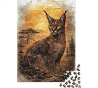 1000 Piece Jigsaw Puzzle for Adults, Caracal Sentinel of the Forest Crown