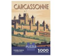 1000 Piece Jigsaw Puzzle for Adults, Carcassonne Castle Travel Artwork, Challenging Brain Teaser, Festive Season Fun, Durable Puzzle Pieces, 38x26cm/1000pcs