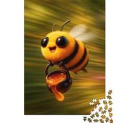 1000 Piece Jigsaw Puzzle for Adults, Cartoon Bee with Honey Pot, 38x26cm/1000pcs, Festive Gift Idea, Winter Indoor Activity And Family Time at Home