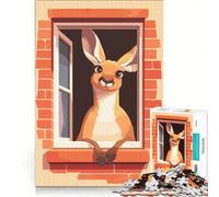 1000 Piece Jigsaw Puzzle for Adults Cartoon Kangaroo in Window Illustration, Educational Toy, Decompressing Intellectual, Great Gift for Gaming 50x75cm
