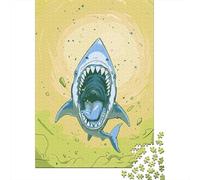 1000 Piece Jigsaw Puzzle for Adults, Cartoon Shark with Open Mouth, 52x38cm/1000pcs, Screen-Free Winter Activity, Weekend Downtime And Cosy Evenings