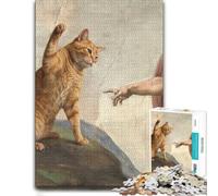 1000 Piece Jigsaw Puzzle for Adults, Cat and God's Hand Meme | Choose a gift for jigsaw fans for holiday gatherings for shared puzzle time.
