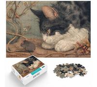 1000 Piece Jigsaw Puzzle for Adults, Cat and Mouse Illustration | For rainy days at home: Adult jigsaw puzzle with 1000 pieces supports a slower, more focused form of entertainment.