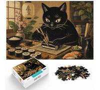 1000 Piece Jigsaw Puzzle for Adults, Cat Chef Making Sushi Art | Adult jigsaw puzzle with 1000 pieces; fits quiet afternoons; with the complete challenge to keep the challenge engaging.