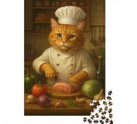 1000 Piece Jigsaw Puzzle for Adults, Cat Chef Preparing Meal, 70x50cm/1000pcs, Idea, Family Activity And Cosy Winter Evenings