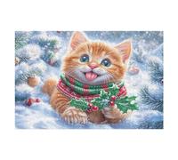 1000 Piece Jigsaw Puzzle for Adults Cat Christmas Window 75x50cm Valentine's Day Gift for Couple Fun Bonding Activity Smooth Assembly Leisure Time Together
