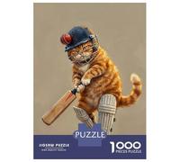 1000 Piece Jigsaw Puzzle for Adults Cat Cricket Player Teenager Puzzles Family Games Difficult Hard Parent-child Interaction 70x50cm/1000pcs