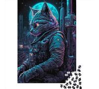 1000 Piece Jigsaw Puzzle for Adults Cat Human Puzzles 1000 Pieces Wooden Board Jigsaw- Relax Puzzles Games-Brain Teaser Puzzle 1000pcs (75x50cm)