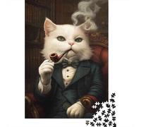 1000 Piece Jigsaw Puzzle for Adults Cat in Gentleman Suit Smoking Pipe Jigsaw for Adults Hands-on Game Improve Memory Birthday And Unique Gifts 70x50cm/1000pcs