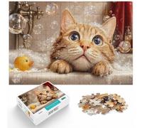 1000 Piece Jigsaw Puzzle for Adults, Cat in Tub with Bubbles | Adult jigsaw puzzle with 1000 pieces; fits quiet evenings and weekends; when a calm, focused hobby suits the moment.