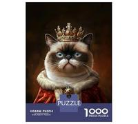 1000 Piece Jigsaw Puzzle for Adults Cat King Portrait Adult Jigsaw Puzzle Toy Wall Decor Precision Cutting Unique Gifts for Birthday And Christmas 38x26cm/1000pcs