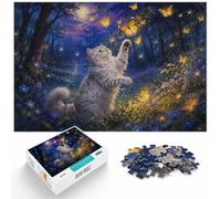 1000 Piece Jigsaw Puzzle for Adults, Cat Reaching for Butterflies in Forest | For unhurried leisure at home: Adult jigsaw puzzle with 1000 pieces; for puzzle fans who enjoy a patient challenge.