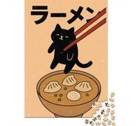 1000 Piece Jigsaw Puzzle for Adults, Cat Reaching for Ramen with Chopsticks | For mindful downtime without a screen: Adult jigsaw puzzle with 1000 pieces works well for longer puzzle sessions.