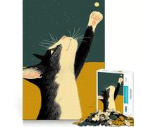1000 Piece Jigsaw Puzzle for Adults Cat Reaching for Star Sharp Cut Craft Problem Solve Fun Idle Time Game Xmas Art Display (38x26cm)