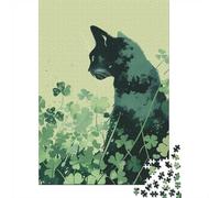 1000-Piece Jigsaw Puzzle for Adults, Cat St Patricks Day Clover, 52x38cm/1000pcs, Screen-Free Activity And Family Time at Home