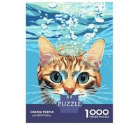 1000 Piece Jigsaw Puzzle for Adults Cat Underwater Digital Art Jigsaw for Adults Hands-on Game Improve Memory Birthday And Unique Gifts 52x38cm/1000pcs