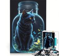 1000 Piece Jigsaw Puzzle for Adults Cat with Butterfly, Anti-Stress Toys, Difficult Challenge, Deal As Gifts for The Whole Family 50x75cm