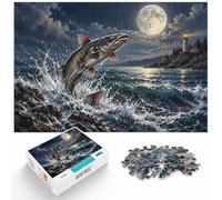 1000 Piece Jigsaw Puzzle for Adults, Catfish Leaping Under the Full Moon | For quiet time before New Year, this adult jigsaw puzzle with 1000 pieces suits calm, screen-free leisure.
