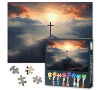 1000 Piece Jigsaw Puzzle for Adults Catholic Crucifix Wall Art Jesus Christ on the Cross Detailed Religious Artwork Inspirational Home Decor Large Size 27.5x19.7 Inch