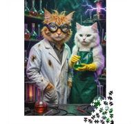 1000 Piece Jigsaw Puzzle for Adults, Cats as Mad Scientists in Laboratory