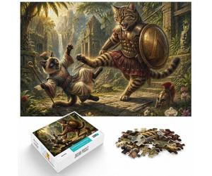 1000 Piece Jigsaw Puzzle for Adults, Cats in Ancient Warrior Battle | For winter weekends: Adult jigsaw puzzle with 1000 pieces creates puzzle time on colder days.