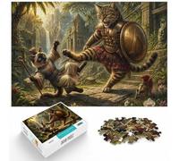 1000 Piece Jigsaw Puzzle for Adults, Cats in Ancient Warrior Battle | For winter weekends, this adult jigsaw puzzle with 1000 pieces fits relaxed evenings through December.