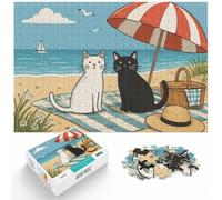 1000 Piece Jigsaw Puzzle for Adults, Cats Love Tropical Beach | As a Christmas gift idea, this adult jigsaw puzzle with 1000 pieces works well for shared time during the holidays.