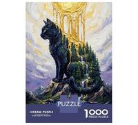 1000 Piece Jigsaw Puzzle for Adults, Celestial Cat Mountain Painting Artwork, Relaxing Puzzle Experience, Festive Season Fun, Durable Puzzle Pieces, 70x50cm/1000pcs