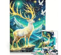 1000 Piece Jigsaw Puzzle for Adults Celestial Deer Mountain Landscape, Brain Teaser Game, Precision Cutting, Artists Collection, Fine Art 50x75cm
