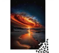 1000 Piece Jigsaw Puzzle for Adults, Celestial Firestorm at Sunset - Cosmic Galaxy Over Ocean, 70x50cm/1000pcs, Puzzle Lover Present, Family Activity And Couples And Families