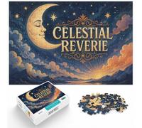 1000 Piece Jigsaw Puzzle for Adults, Celestial Reverie Moon and Stars Art | For quiet evenings and screen-free downtime, this adult jigsaw puzzle with 1000 pieces fits quiet afternoons.