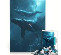 1000 Piece Jigsaw Puzzle for Adults Celestial Whale in Galaxy, Brain Teaser Game, Precision Cutting, Artists Collection, Fine Art 50x75cm