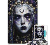 1000 Piece Jigsaw Puzzle for Adults, Celestial Woman with Moon and Stars | Choose a tabletop puzzle activity around the table for screen-free time.