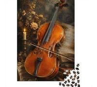 1000 Piece Jigsaw Puzzle for Adults, Cello Sheet Music Candle | For screen-free Christmas time, this adult jigsaw puzzle with 1000 pieces gives adults a calm winter activity.