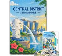 1000 Piece Jigsaw Puzzle for Adults, Central District Singapore Map Art | For puzzle time at home: Adult jigsaw puzzle with 1000 pieces works for solo puzzling or shared time.