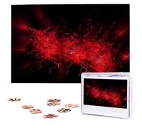 1000 Piece Jigsaw Puzzle for Adults Challenging Puzzle for Game Nights Explosion Burst Red Black Wooden Puzzle Personalized Custom Wood Puzzle for Family Picture Puzzles Finished Size 29.5"x19.7"