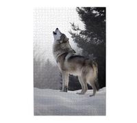 1000 Piece Jigsaw Puzzle for Adults Challenging Puzzle for Game Nights Wooden Puzzle Howling Wolf Personalized Custom Wood Puzzle for Family Picture Puzzle Finished Size 29.5"x19.7"