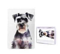 1000 Piece Jigsaw Puzzle for Adults Challenging Puzzle for Game Nights Wooden Puzzle Personalized Custom Wood-Puzzles for Family Well-Behaved Schnauzer Picture Puzzles Finished Size 29.5"x19.7"